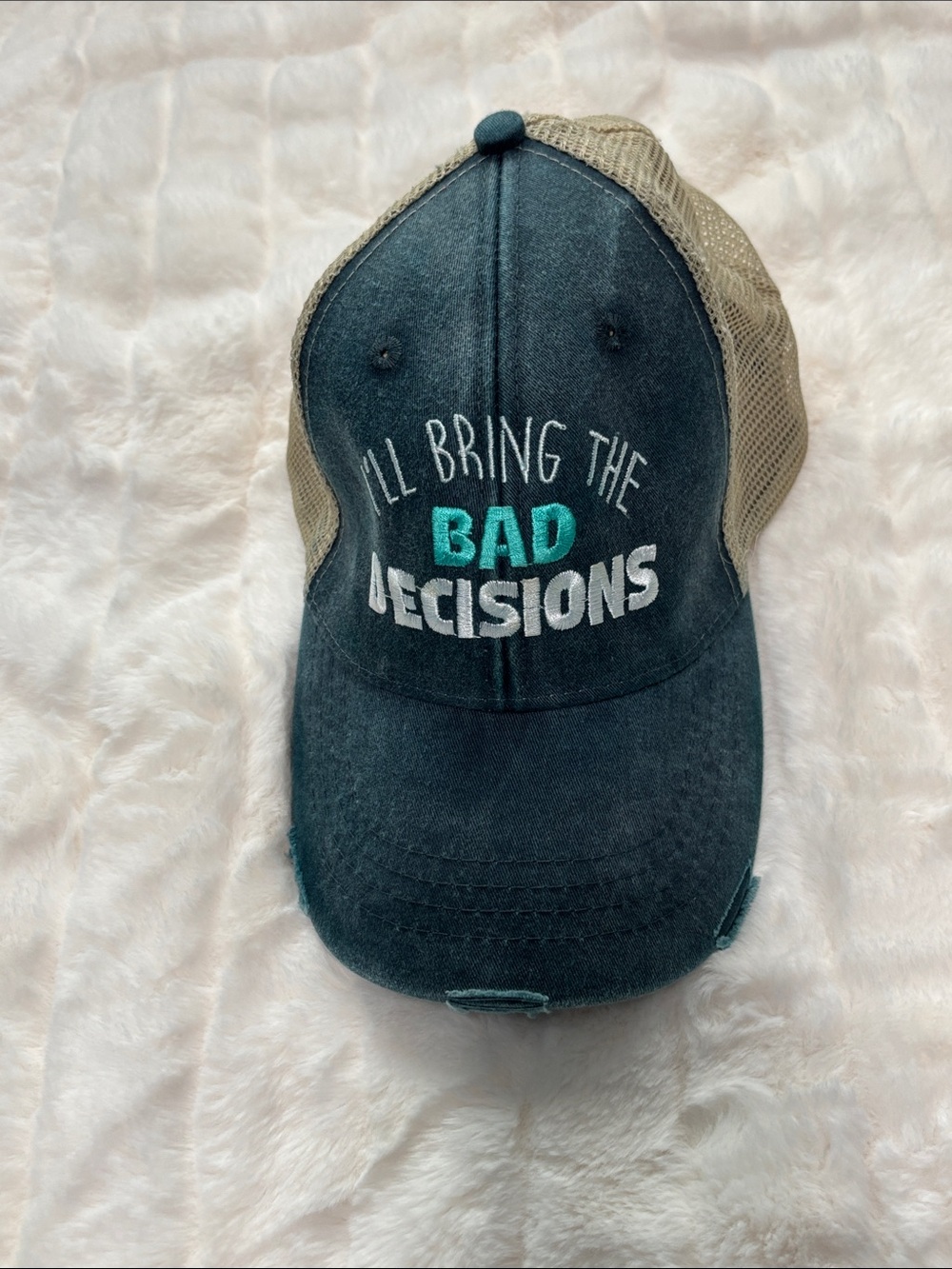 Adams Black and Tan "I'll Bring the Bad Decisions" Trucker Hat